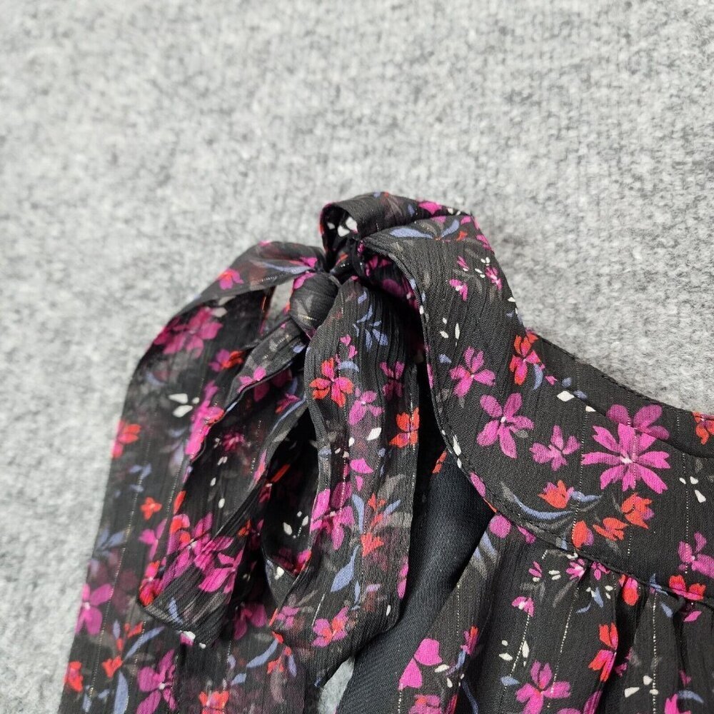 Torrid Crinkle Lurex Chiffon Halter Top Dark Black Floral‎ Sleeveless Size 5 5X - Picture 9 of 13